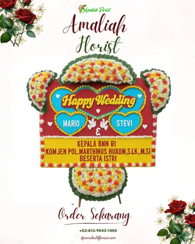 Karangan Papan Bunga Pernikahan di Tomajiko